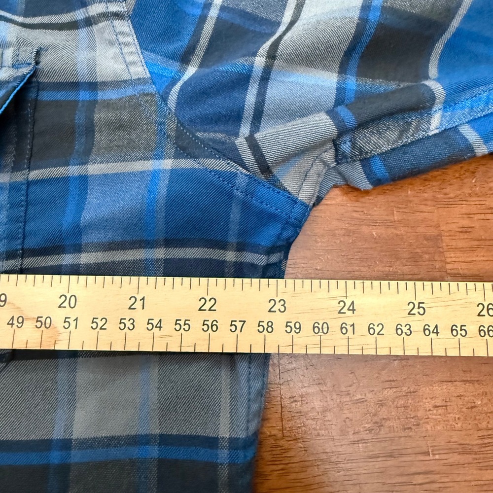 Eddie Bauer Travex Shirt Mens TL Blue Grey Plaid Classic Fit Button Down Hiking - Picture 6 of 10
